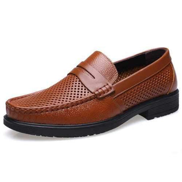 Men Leather Hollow Out Casual Loafers