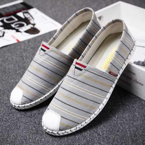 Men Hand Stitching Canvas Flat Slip On Espadrilles