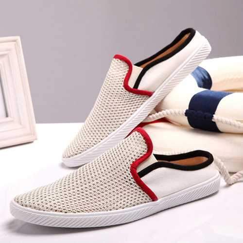 Men Mesh Fabric Backless Loafers