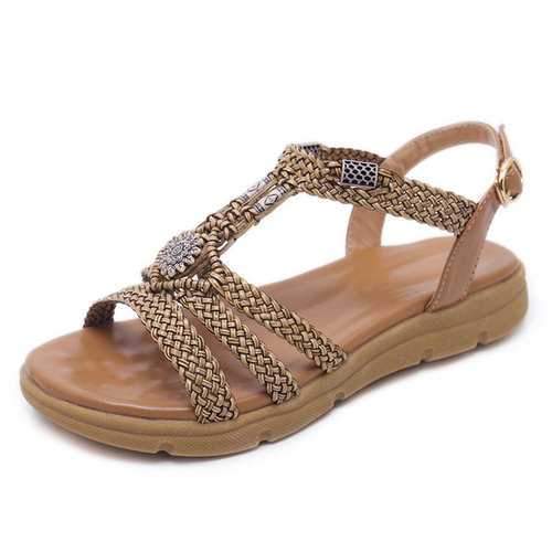 Bohemia Casual Flowers Braided Buckle Sandals