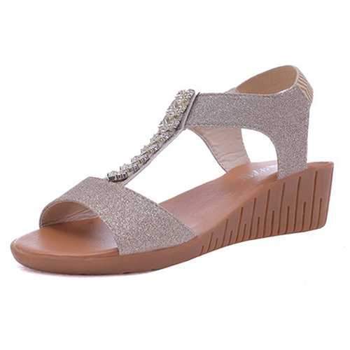 Peep Toe Wedge Heel Sandals