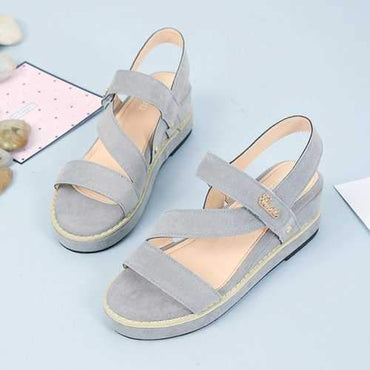 Suede Hook Loop Wedges Sandals