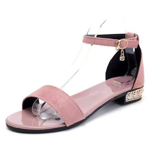 Suede Ankle Strap Buckle Sandals Pumps