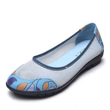 Peacock Blue Mesh Leather Loafers