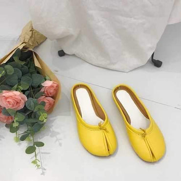 Casual Round Toe Backless Flats Slippers