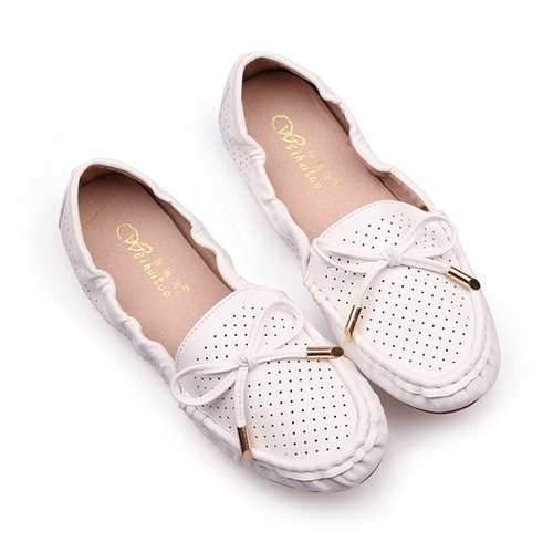 Soft Butterfly Knot Hollow Out Loafers