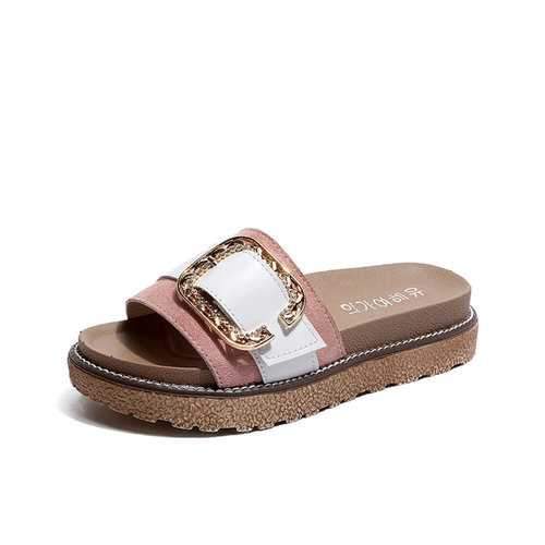 Stylish Buckle Beading Slippers