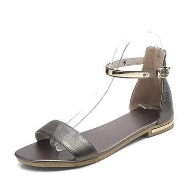 Genuine Leather Ankle Strap Flats Buckle Sandals