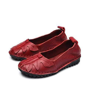 Leisure Butterfly Leather Slip On Flats